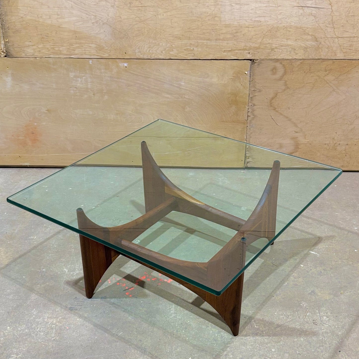 Vintage MCM Walnut & Glass Coffee Table by Adrian Pearsall for Craft Associates