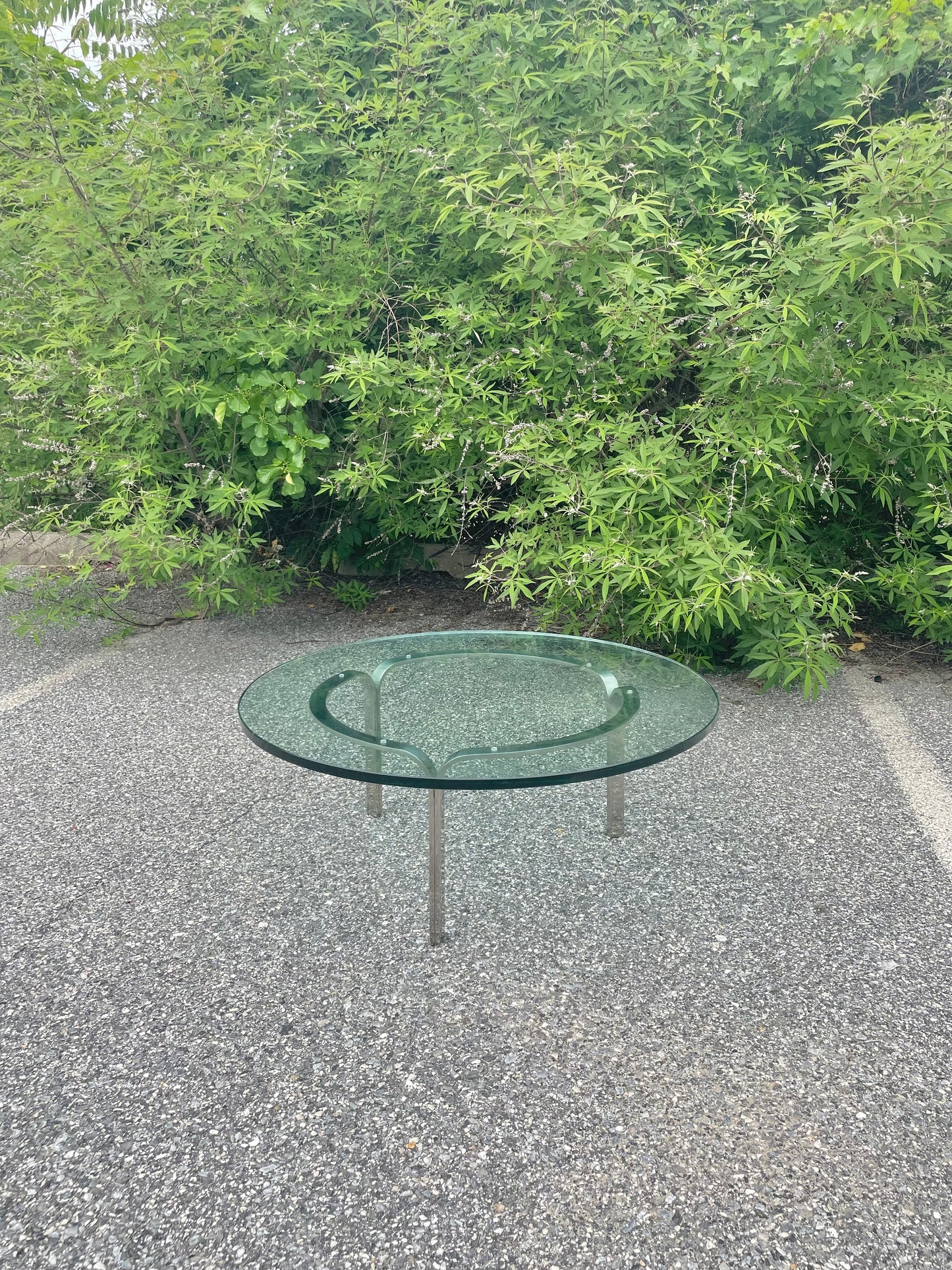 Vintage Circular Glass & Steel Coffee Table