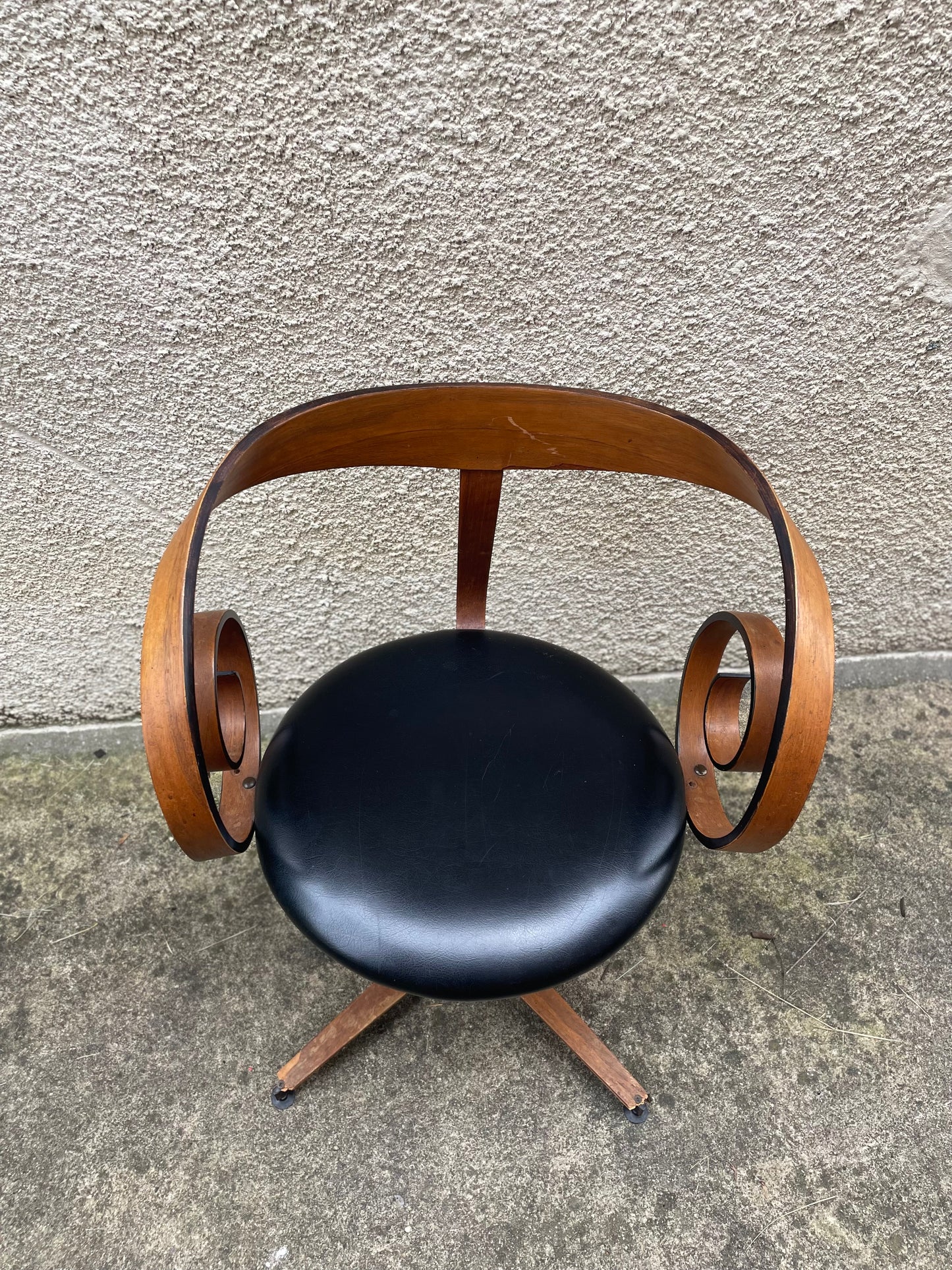 Walnut & Black Leather ‘Sultana’ Chair by George Mulhauser for Plycraft