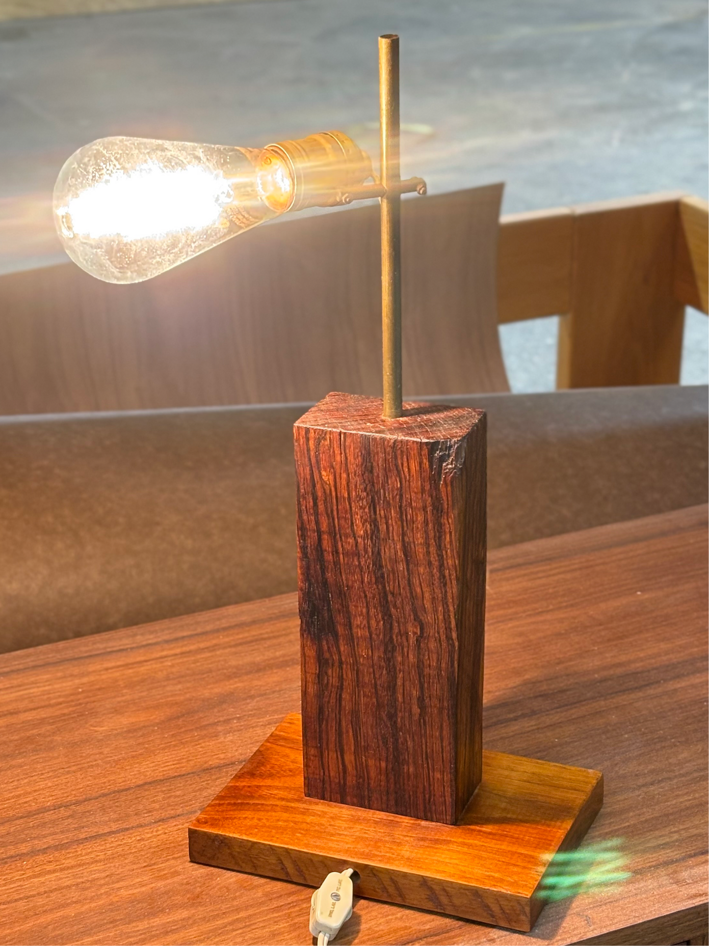 Vintage Rosewood/Brass/Walnut Table Lamp