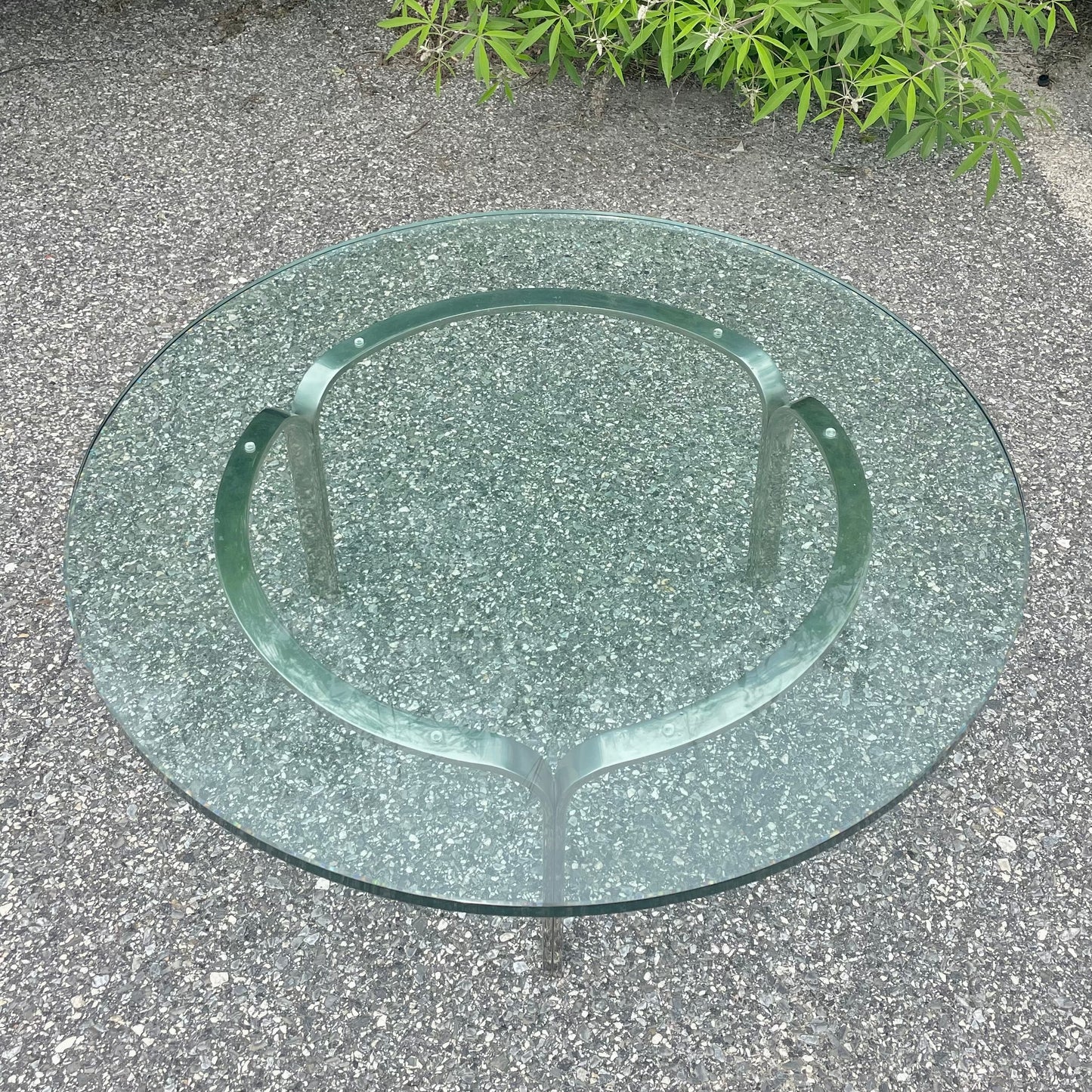 Vintage Circular Glass & Steel Coffee Table