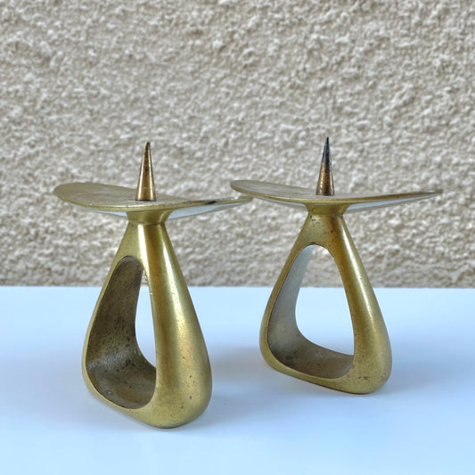 Solid Brass Candle Holder Pair Model nr. 3470 by Werkstätte Carl Auböck