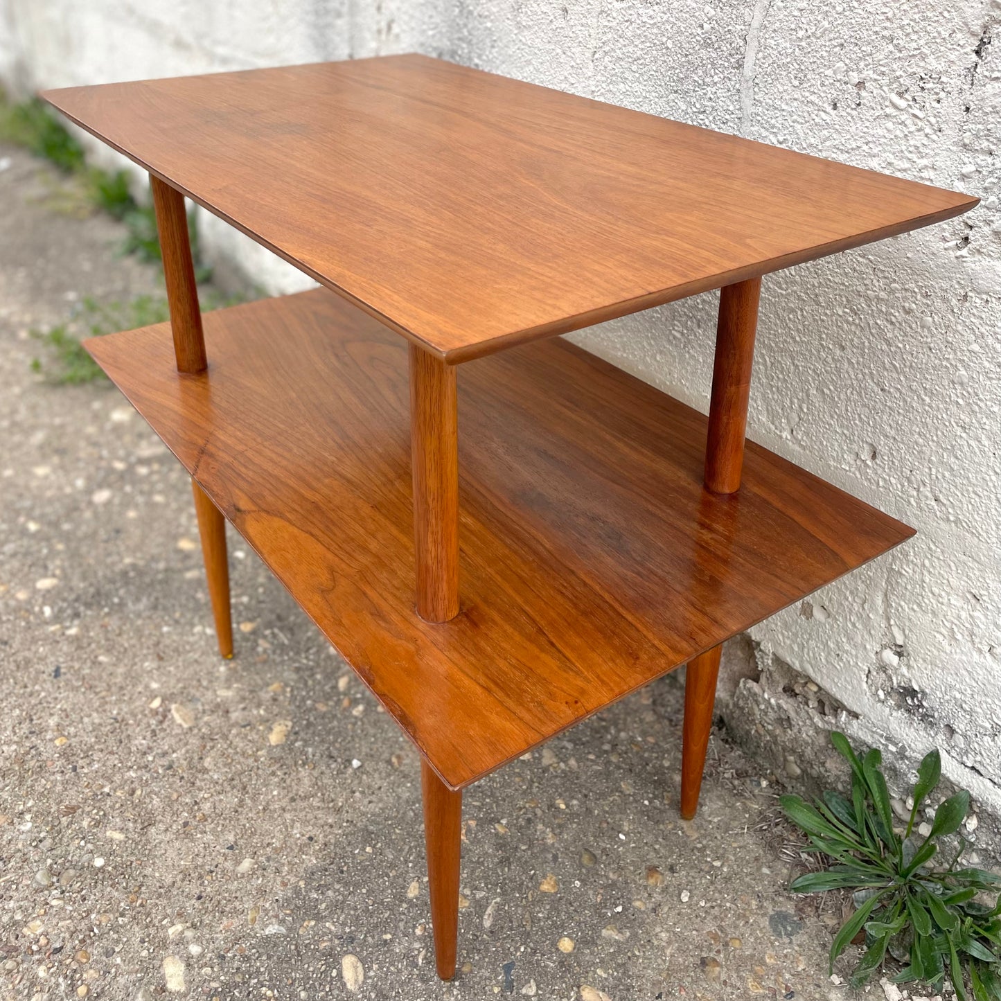 Vintage Mid-century Modern Two-tier Walnut Table